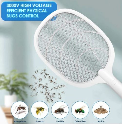 Raquette anti-moustiques électrique pour tuer les insectes volants